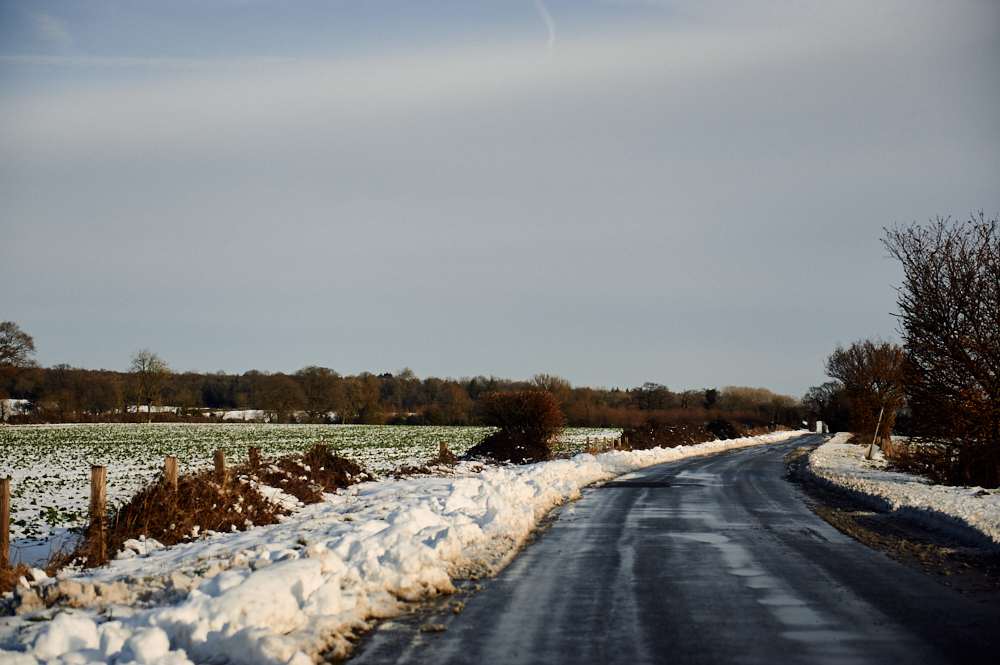cotswolds, uk, england, fairford, snow, winter wonderland, sunshine, blue sky,