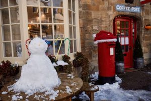cotswolds, uk, england, fairford, snow, winter wonderland, sunshine, blue sky,