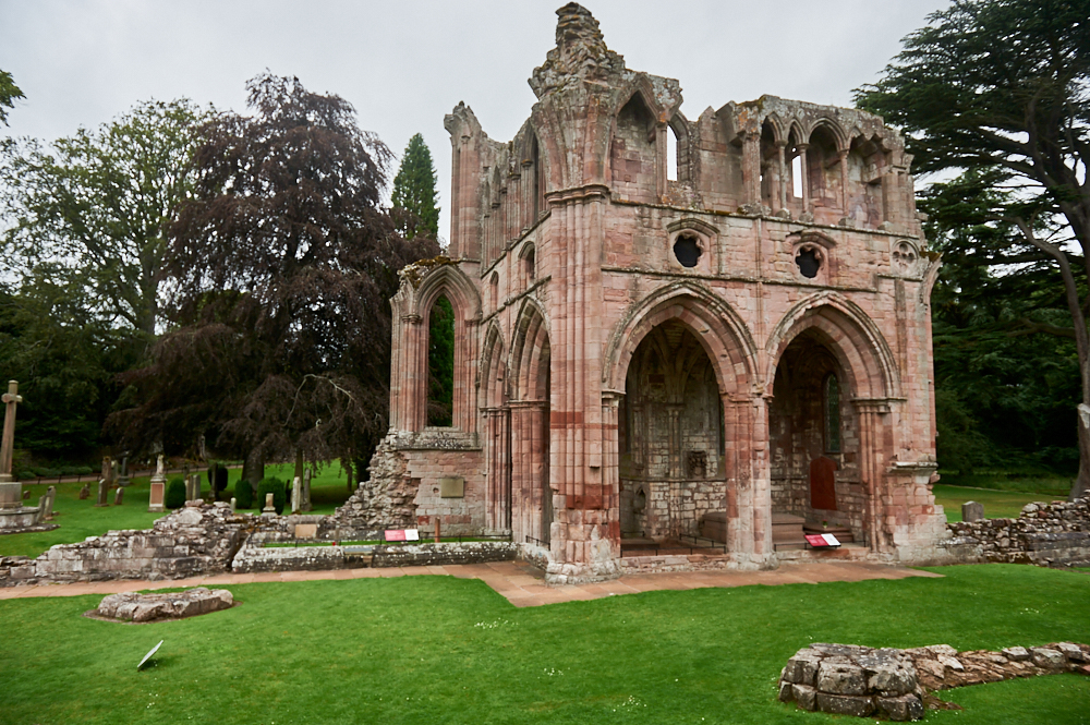 Dryburgh Abbey in the Scottish Borders, a romantic ruin and the grave of Sir Walter Scott.