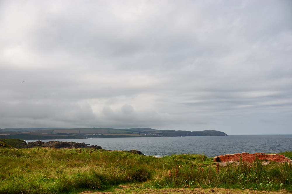 A walk along the stunning coastline near Eyemouth, Scottish Borders, Scotland - view of St. Abbs.