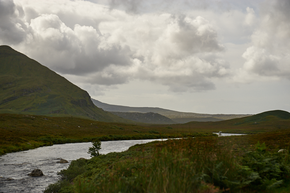Driving along the NC500 in the North of Scotland, from Balnakeil to Assynt Viewpoint.