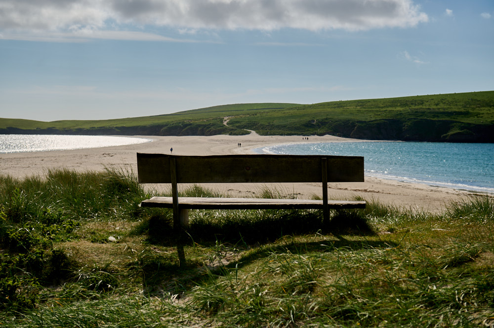 Looking over to St. Ninians Isle in Shetland.