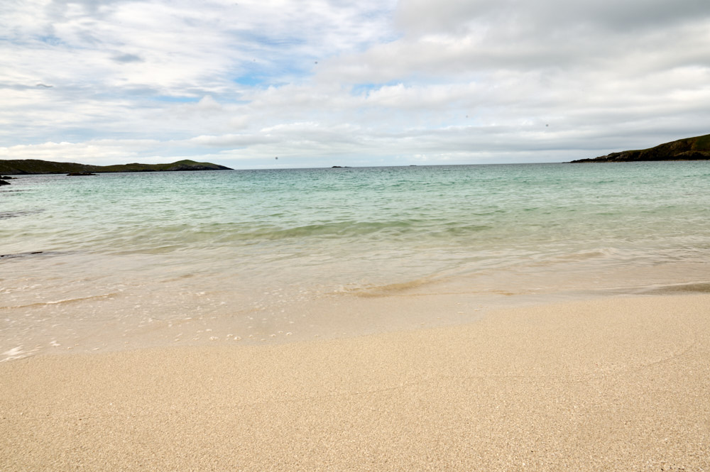 The white sands of meal in Shetland, this beach is located in Hamnavoe near Scalloway.