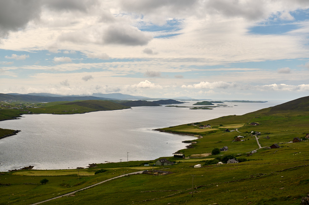 View over Tingwall, the old norse parliament in Shetland, Scotland.