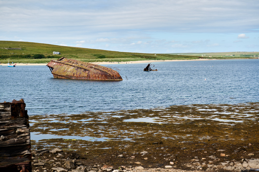Crossing the Churchill barriers to reach St Margaret Hope in Orkney.