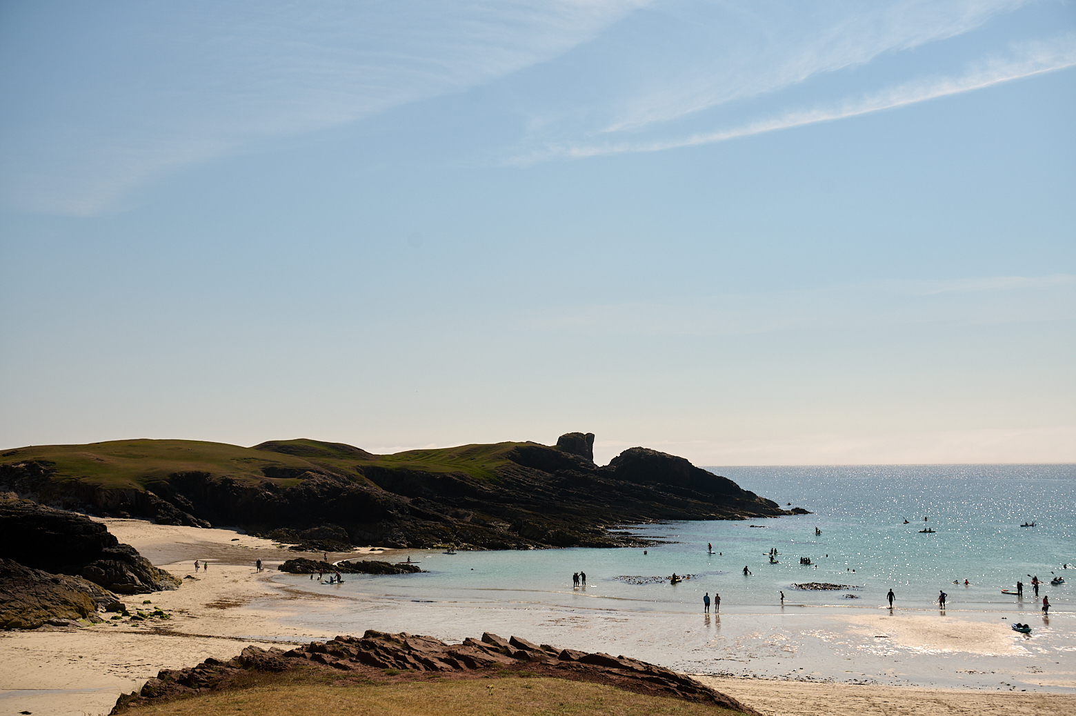 Clachtoll and Achnaird beach in Assynt, the Scottish Highlands during a heat wave.
