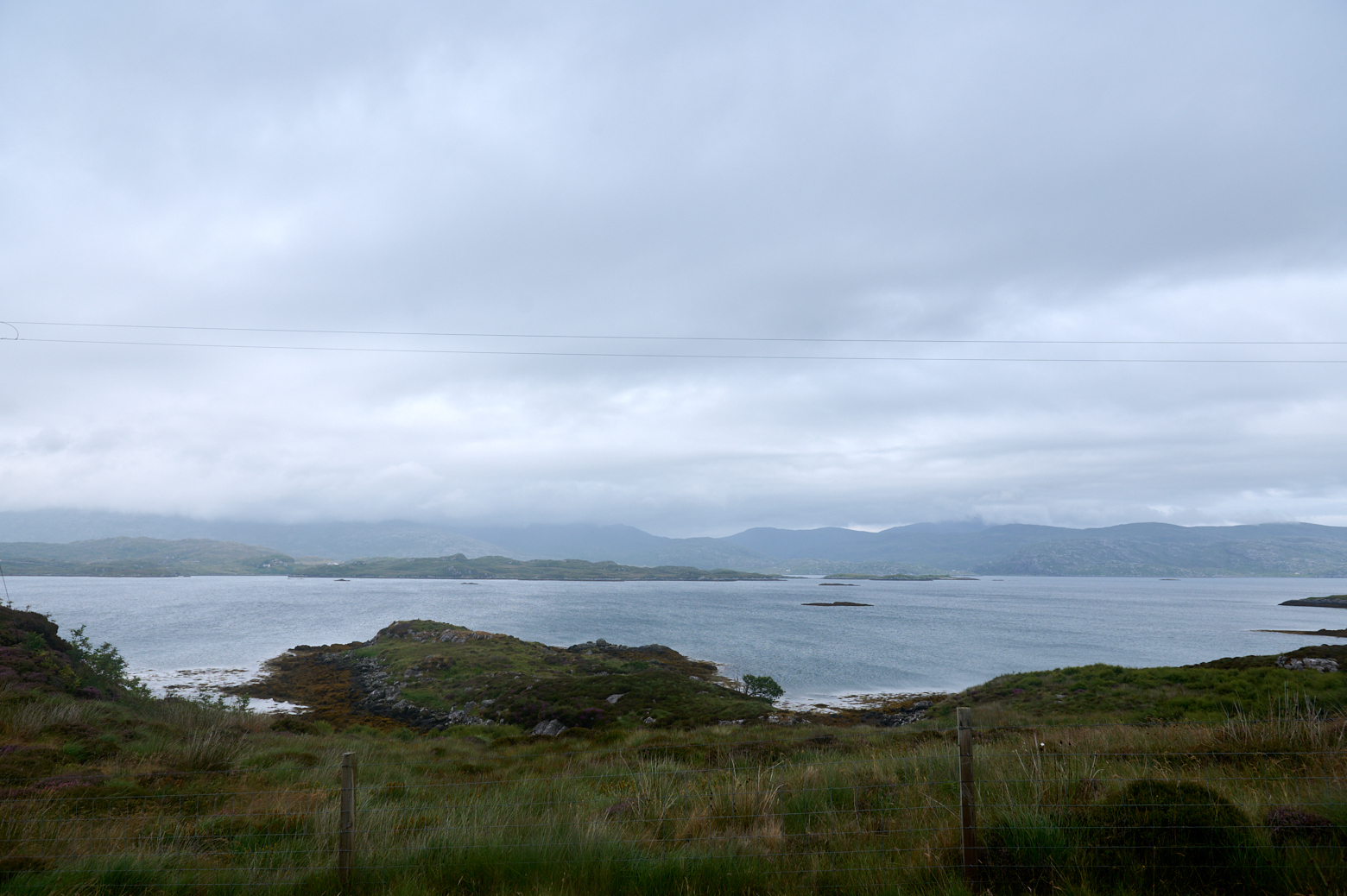 Driving along the Golden Road in West Harris, Scotland.