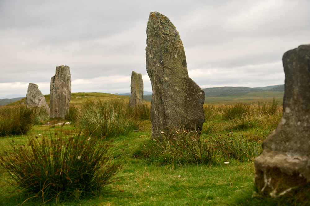 Walking to the two small stone circles Callanish II and III.