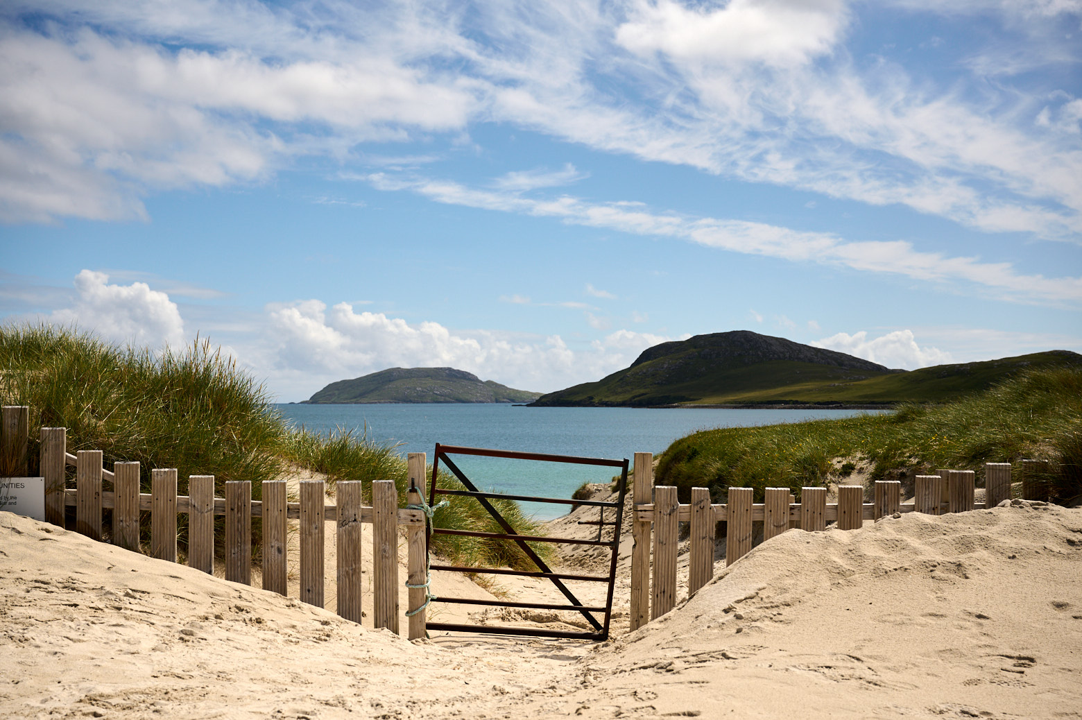The famous gate at Vatersay beach - Barra, Outer Hebrides in Soctland