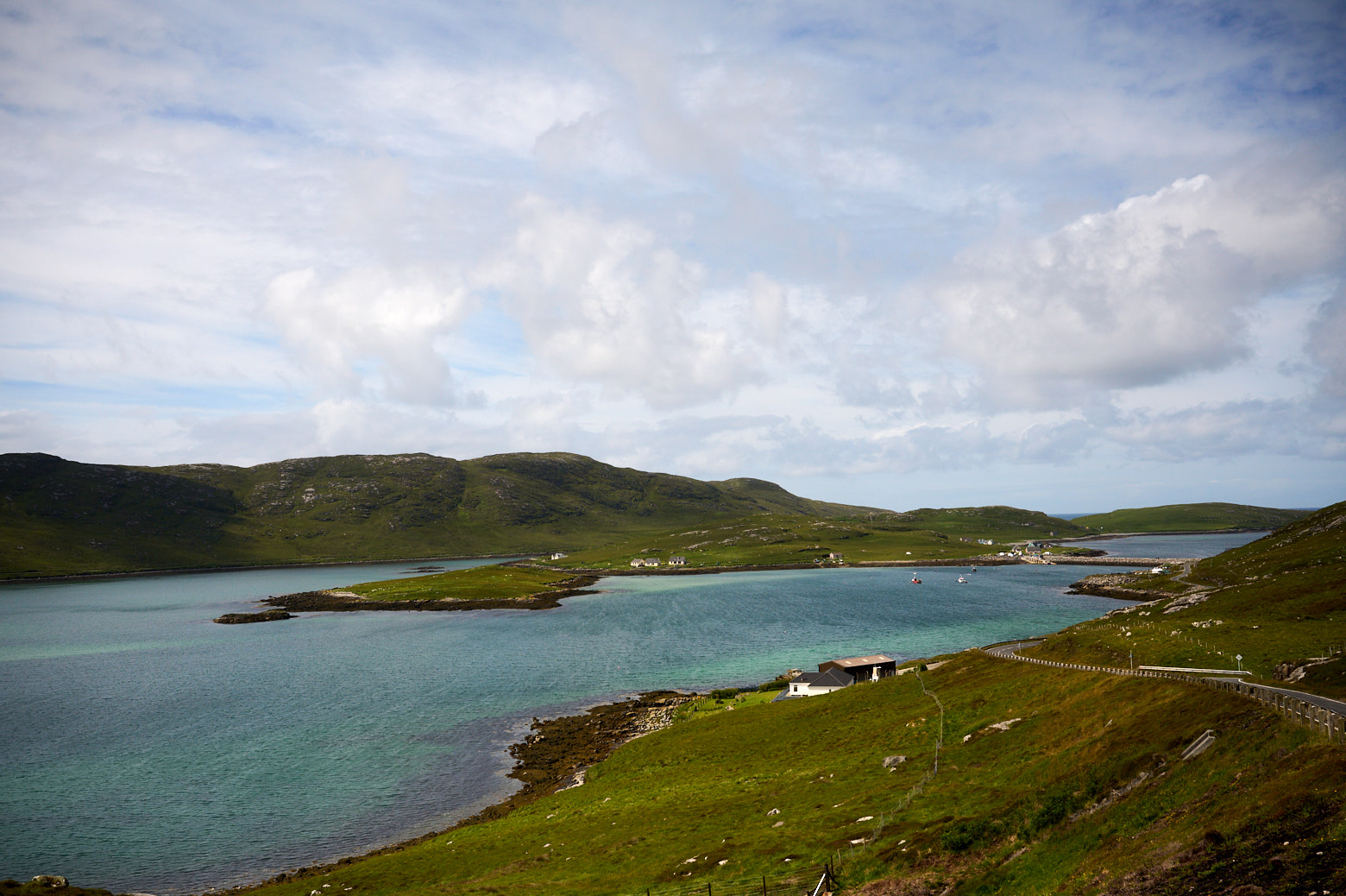 Driving to the Isle of Vatersay in the Outer Hebrides.