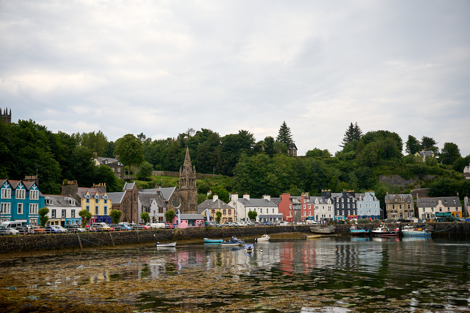 Exploring the Main Street in Tobermory, Isle of Mull. 