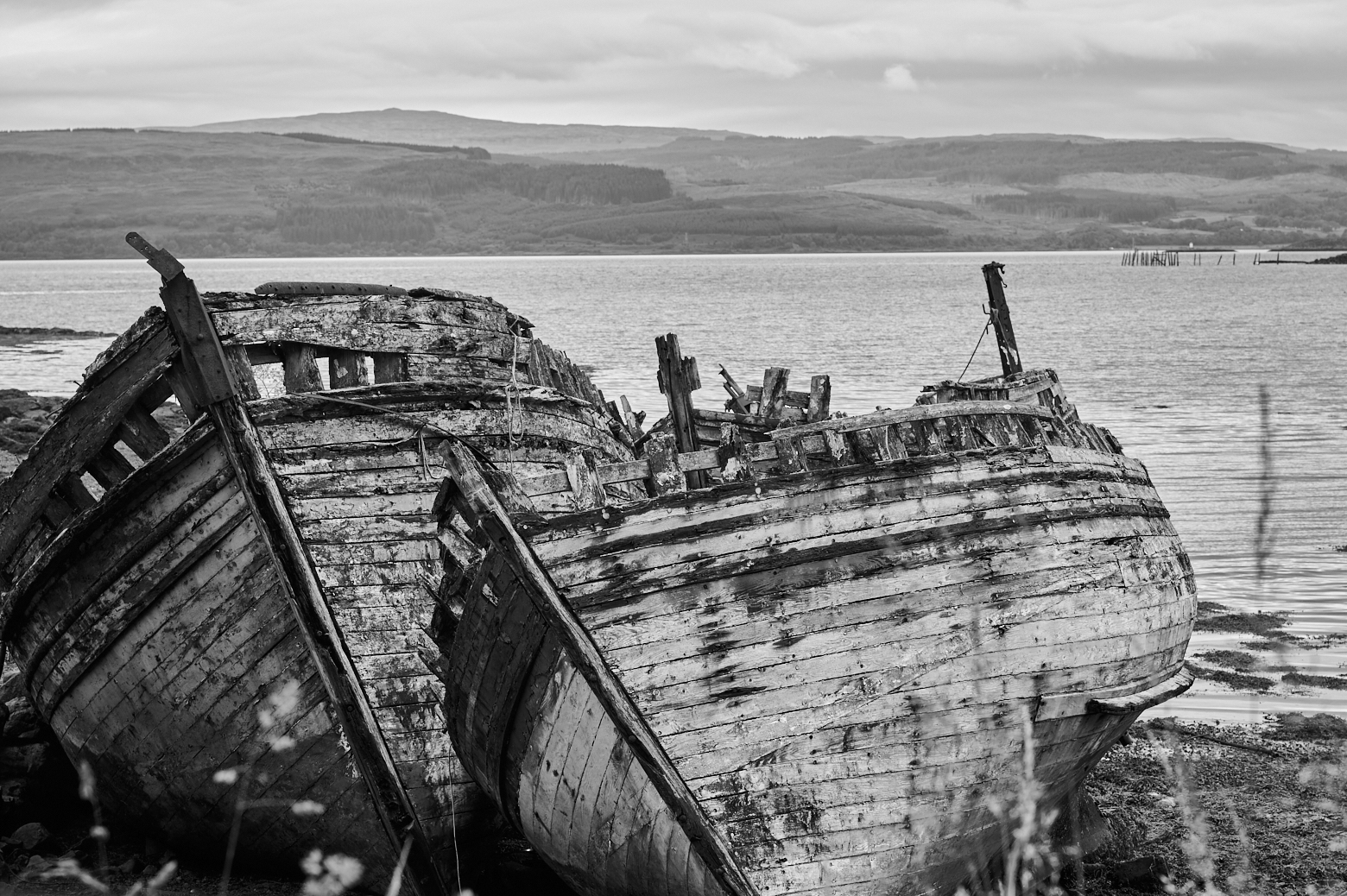 Visiting the three wrecks of fishing boats in Salen, Isle of Mull.